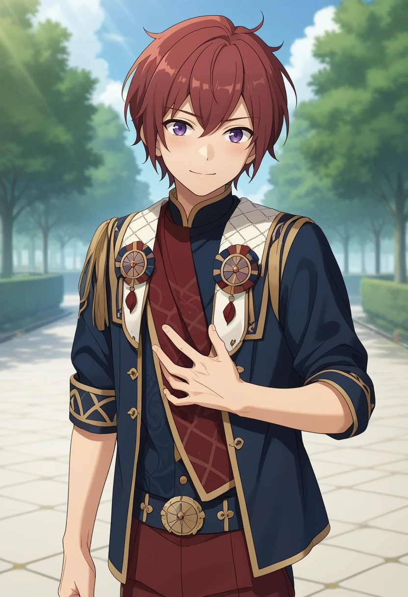 score_9, score_8_up, score_7_up, masterpiece, best quality, cute, male focus, solo, Tsukasa Suou, red hair, purple eyes<lora:EMS-364819-EMS:1.000000>