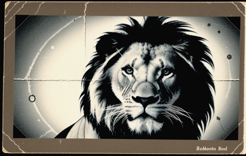 kata_bd WYWH photograph of a lion postcard german damage folding <lora:knives_and_time:1> <lora:pytorch_lora_weights:1> <lora:wish_you_were_here:1>