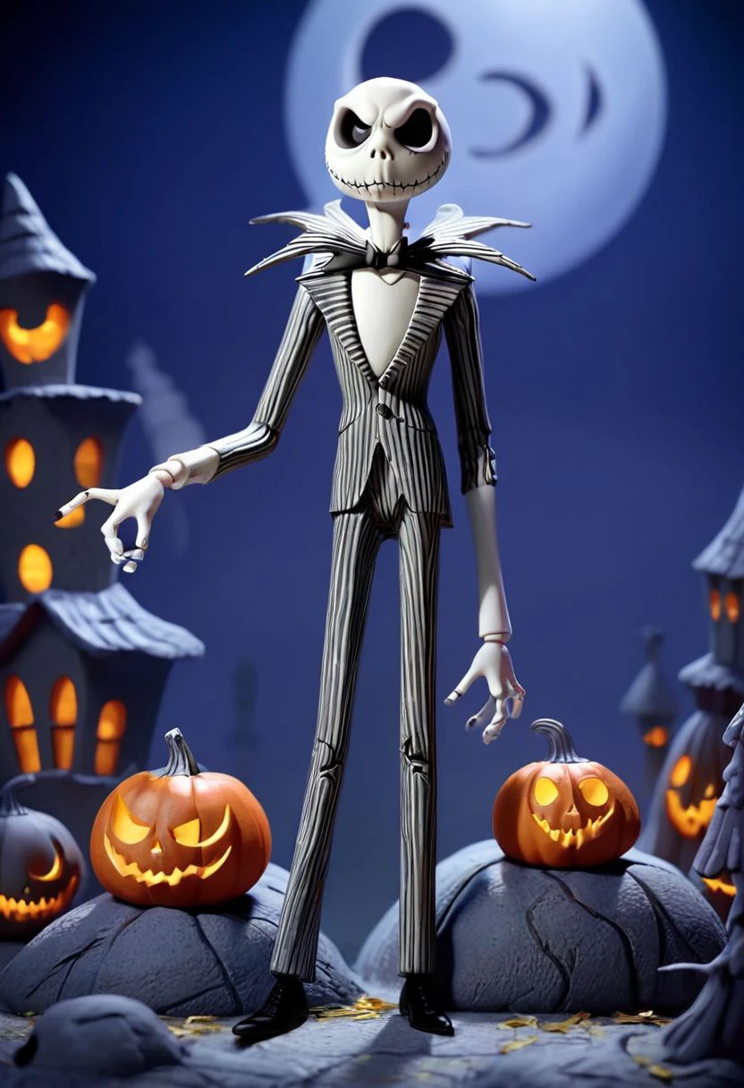 (OverallDetail:1.4)(Xcaricaturex:1.6), realism, (1figure articulated of Jack Skellington in nightmare Before Christmas
:1.7), (in gotic city style films Tim Burton background:1.0),    toy, cute, epic world, vivid colors, detailed,BRAKE
accesories:Halloween pumpkin, ghosts, Christmas tree, graves ,diferent heads expresions Jack Skellington,big carrot BRAKE 
(Body and Face of Jack Skellington:1.5), detailed face, hiperrealistic, 8k,35mm, realistic, detailed background