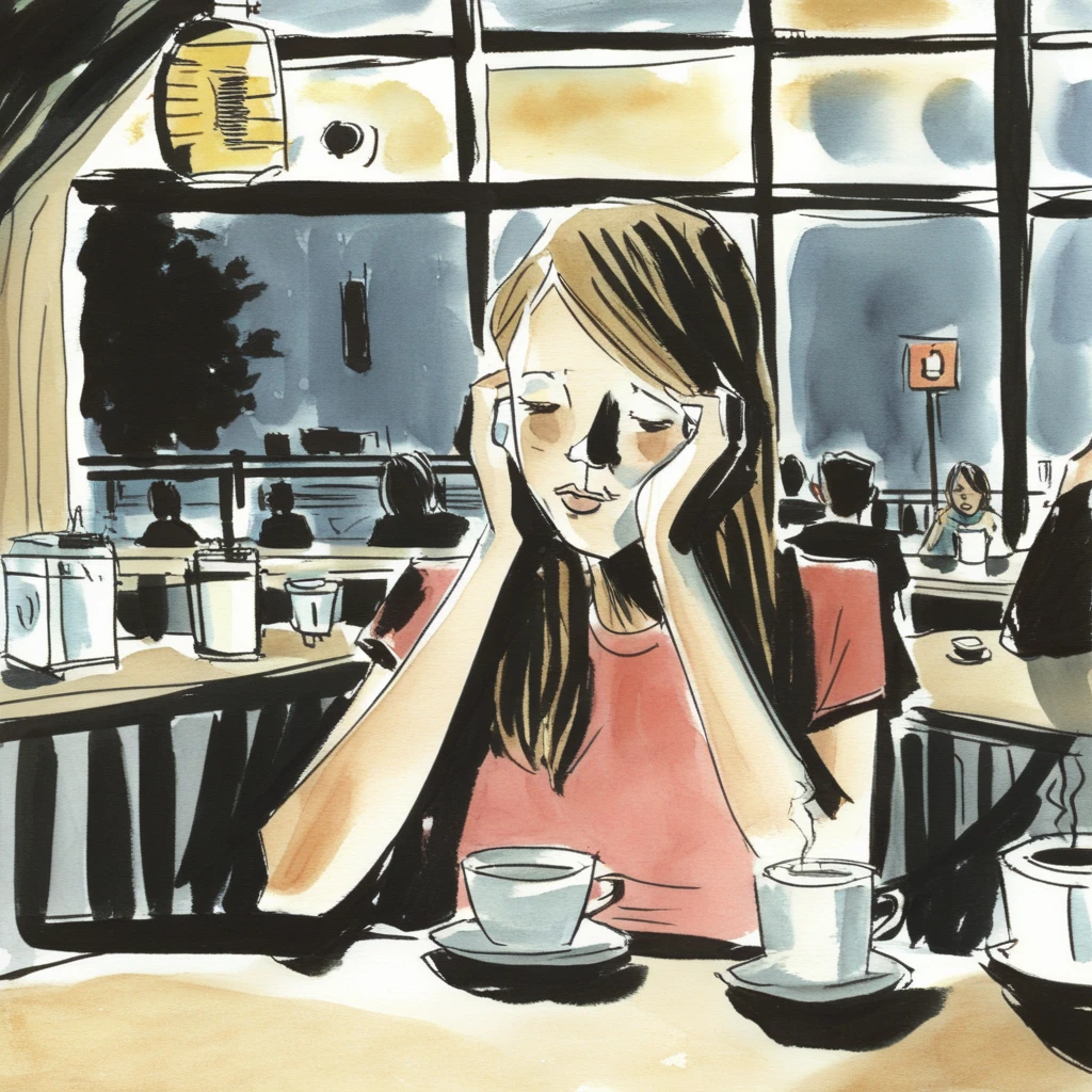 drawix12 girl in a cafe<lora:drawix12:0.7>