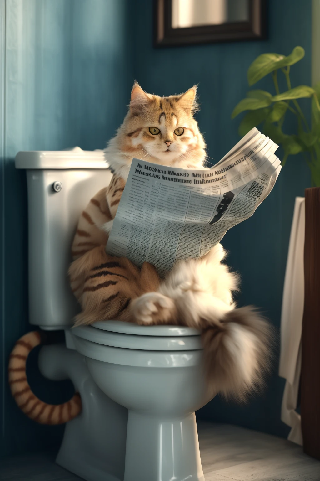 masterpiece,best quality,<lora:tbh97-:1>,newspaper,yellow cat