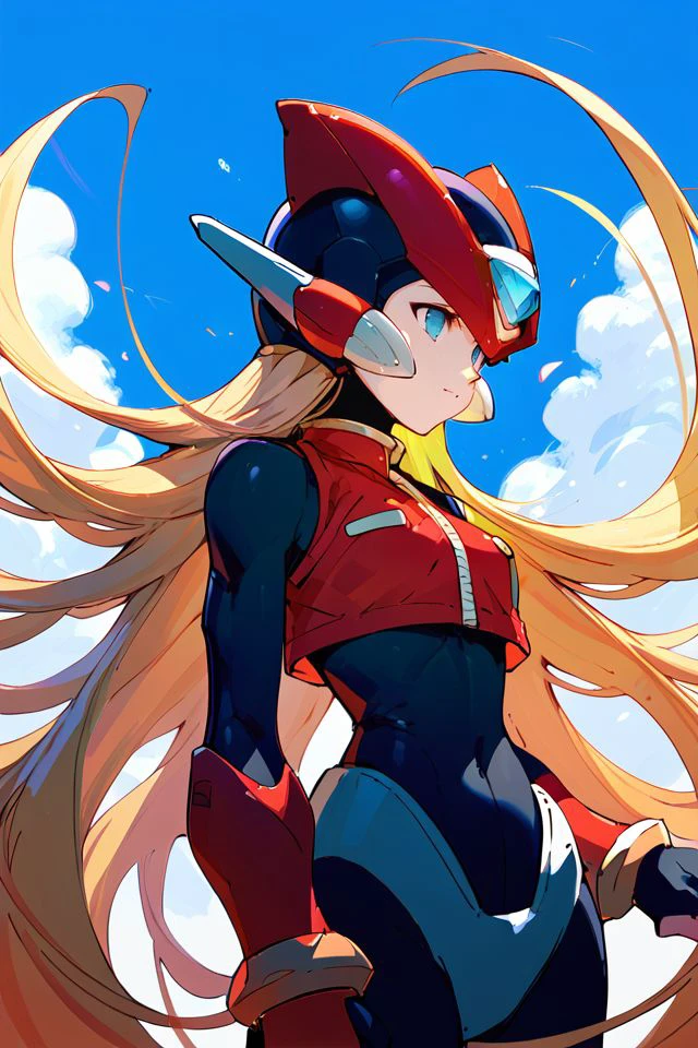 score_9, score_8_up, score_7_up, mega man zero, blonde hair, absurdly long hair, helmet, upper body, <lora:Tanziya_(codlxcold)_PonyXL_style_v01:0.8>