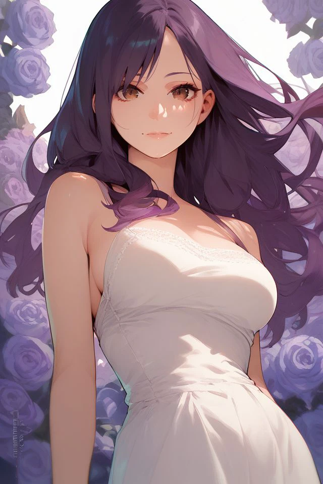 score_9, score_8_up, score_7_up, 1girl, :>, looking at viewer, dark_purple hair, single_hair_intake, dark_brown eyes, medium breasts, beautiful background <lora:Haruba_Negi_PonyXL_style_v01.06.01:1>