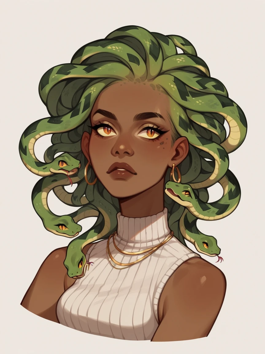 score_9, score_8_up, score_7_up, score_6_up, score_5_up, score_4_up, <lora:sn4k3h41rXLP:0.7> 1girl, sn4k3h41r, snake hair, dark skin