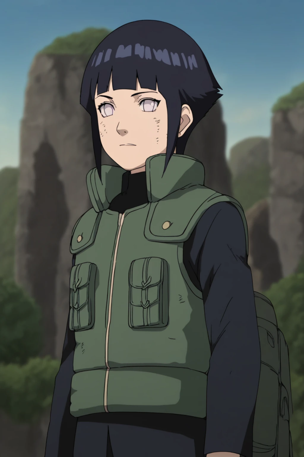 score_9, score_8_up, score_7_up, score_6_up, score_5_up, score_4_up, BREAK, source_anime,hinata_war, 1girl,black hair, vest,long sleeves<lora:EMS-364992-EMS:1.000000>