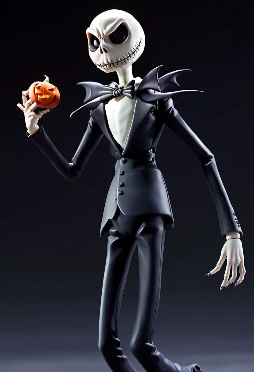 (XFigureX:1.4), realism, (1figure articulated of Jack Skellington in nightmare Before Christmas
:1.7), in gotic city style films Tim Burton,    toy, cute, epic world, vivid colors, detailed,BRAKE
accesories:Halloween pumpkin, ghosts, Christmas tree, graves ,diferent heads expresions Jack Skellington,big carrot BRAKE 
(Body and Face of Jack Skellington:1.5), detailed face, hiperrealistic, 8k,35mm, realistic, detailed background