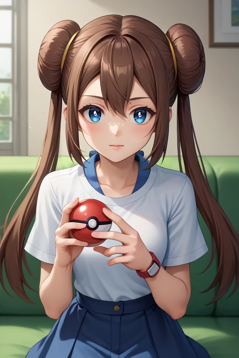 score_9, score_8_up, score_7_up, source_anime, rating_safe, , anime screencap, anime coloring, official style, , depth of field, 1girl, solo, <lora:rosa_pokemon_pony:0.76>, rosa_pokemon, brown hair, blue eyes, long hair, twintails, hair bun, double bun, bangs, bow, , hair between eyes, poke ball, asymmetrical, living room, couch, dawn, (dynamic pose:1.2), sparkling eyes, business attire,, <lora:sdxl_lightning_8step_lora:1>