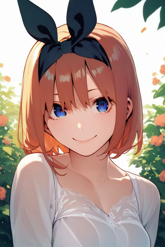 score_9, score_8_up, score_7_up, 1girl, cheeky smile, looking at viewer, nakano_yotsuba, hair bow, beautiful background <lora:Haruba_Negi_PonyXL_style_v01.06.01:1>