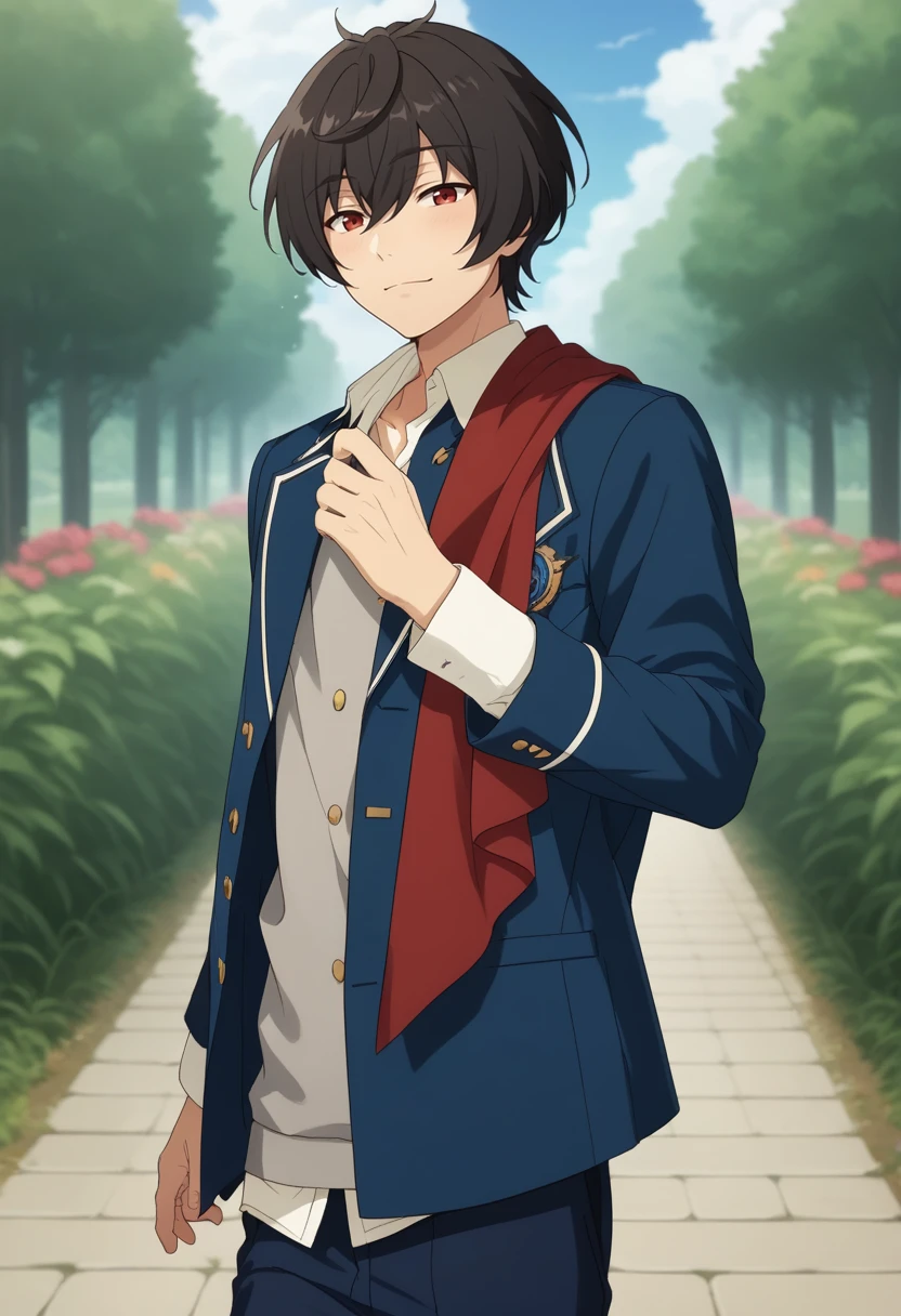 score_9, score_8_up, score_7_up, masterpiece, best quality, cute, male focus, solo, Ritsu Sakuma, black hair, red eyes<lora:EMS-364769-EMS:1.000000>