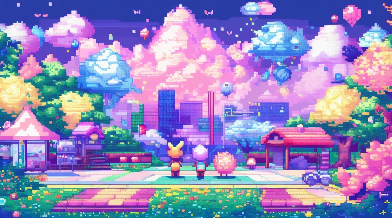 pokemon training, pastel colors, masterpiece, Pixel Art, highly detailed <lora:pixel_art_lora:1>