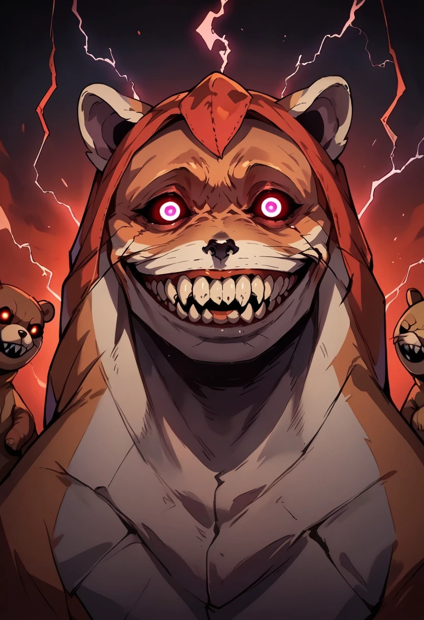 score_9, score_8_up,score_7_up,score_6_up, source_anime,
haunted bean plushie,
solgo, sharp teeth, evil grin, black sclera, glowing eyes,portrait, TailsTheFox, no humans, animal, animal focus,IncrsLowTier, glowing eyes, no eyes, electricity, upper body
<lora:Solgo-grin-v1-potat:0.7>
<lora:KYS_XLPD:0.8> <lora:CursedTails_XLPD:1>