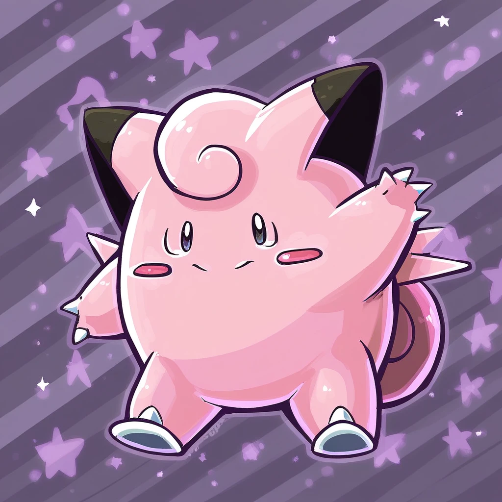 clefairy, solo, pokemon (creature), no humans, pink skin, pink hair, short hair, curly hair, smile, feral