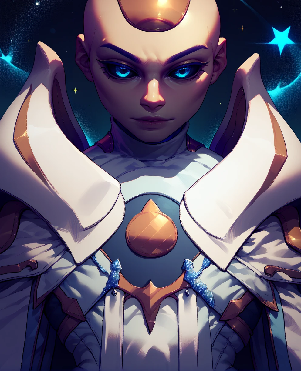 score_9,score_8_up,score_7_up,score_6_up,
kronikaxl,blue eyes,black sclera,bald,gold bald cap,white robe,shoulder armor,pelvic curtain,tight sleeves,clothing cutout,
abyss,milky way,stars,close up,
standing,upper body,<lora:Kronikaxl_r1:1>, solo,