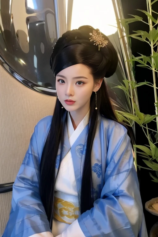 ltra-detailed,highly detailed,best quality,masterpiece,illustration,realistic,photorealistic,
sanshengmu, hanfu,
1girl, solo,
traditional clothes, chinese clothes, china dress,
jewelry, earrings,
long hair, black hair, hair ornament, bangs,
looking at viewer, upper body,
indoors, east asian architecture,
<lora:sanshengmu_v1_04:1.0>