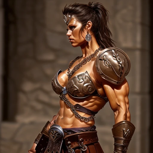 A full-body shot of Кетрин Винник в роли a strikingly beautiful goddess of war, combining the dramatic, dynamic style of Frank Frazetta with the sensual, detailed artistry of Luis Royo. She stands in a powerful pose, her armor intricately designed with mythical motifs, blending ferocity and grace. The background is a chaotic battlefield bathed in otherworldly light, highlighting her commanding presence. ((крайняя деталь)),(ультрадетализированный), чрезвычайно подробные обои CG Unity 8k,Лучшее качество, шедевр, Эмили_т8,
