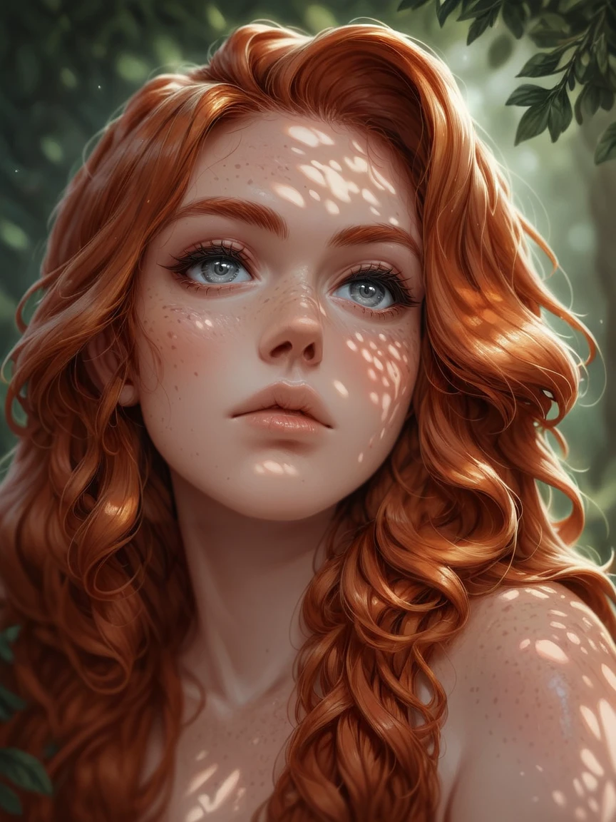 score_9, score_8_up, score_7_up, score_6_up, <lora:d3t41l3dXLP:0.7> d3t41l3d, 1girl, long hair, grey eyes, portrait, ginger hair, dappled sunlight, Fr3ckles,1girl, freckles, grey eyes, <lora:Fr3ckledXLP:0.5>