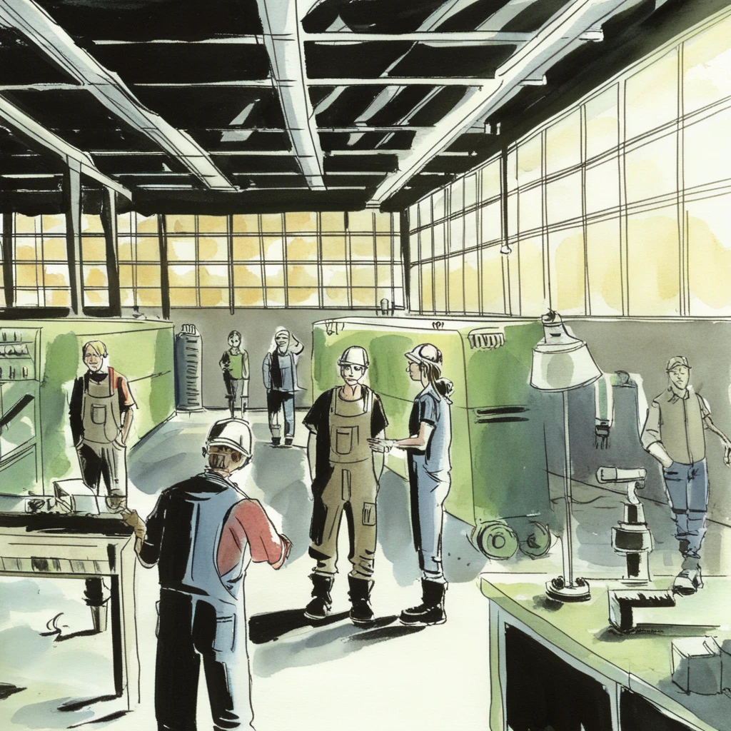 drawix12workers in the factory<lora:drawix12:0.7>