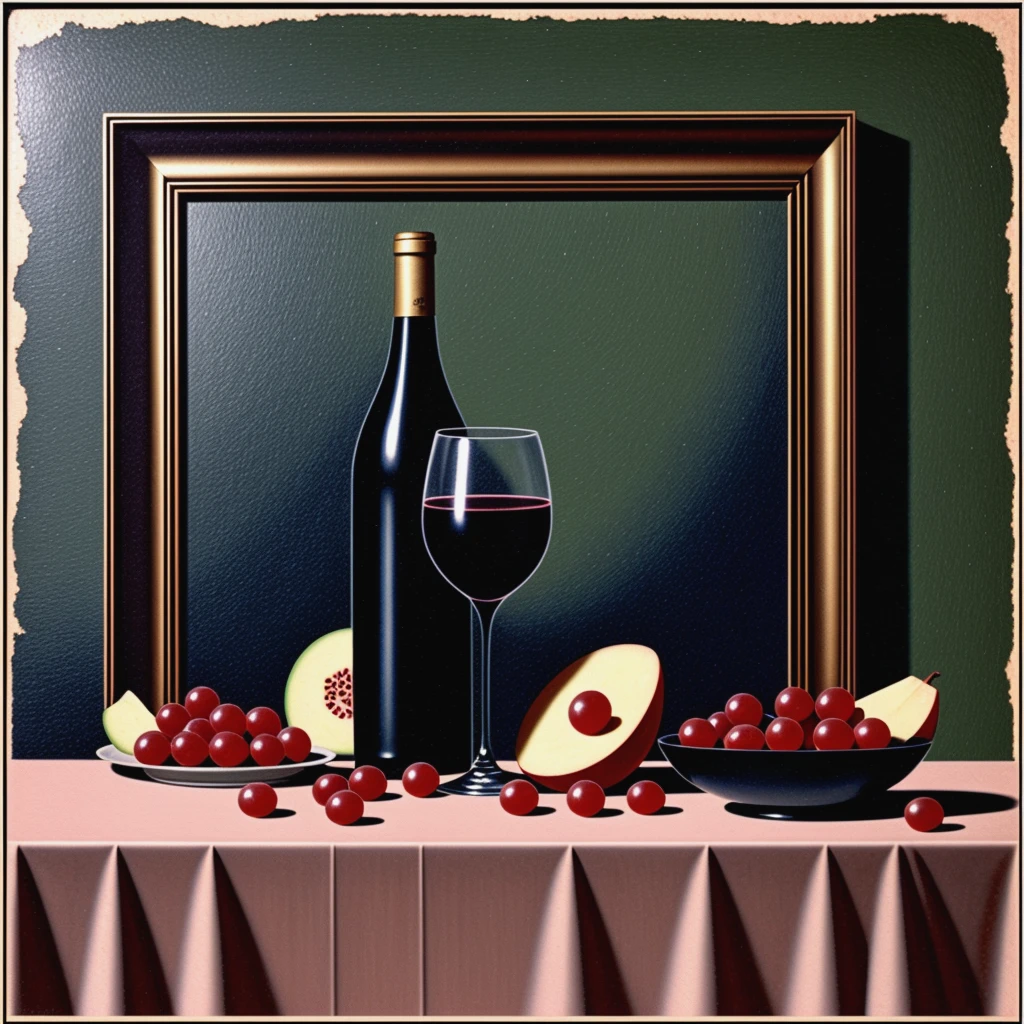 kata_bd vintage painting of fruit and wine on top of a table abrasion flaking <lora:knives_and_time:1> <lora:pytorch_lora_weights:1>