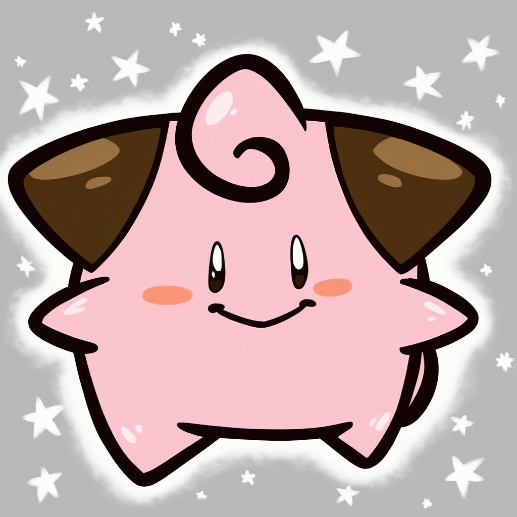 cleffa, solo, pokemon (creature), no humans, pink skin, pink hair, short hair, curly hair, smile, feral