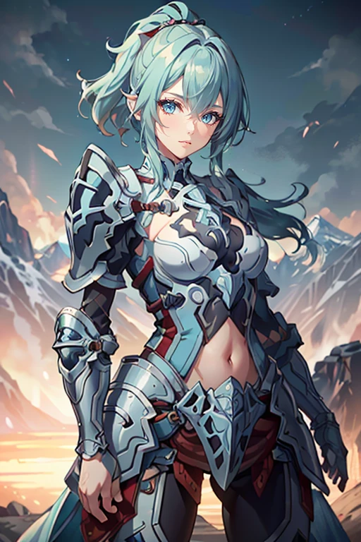 <lora:HXarmour_056:0.8>,mountain,Action pose,, hxarmour,1girl,(light blue armour:1.3),, ultra-detailed,extremely delicate and beautiful,(by exquisite colors block),masterpiece,best quality,unreal engine 5 rendering,movie light,movie lens,movie special effects,detailed details,HDR,UHD,8K,CG wallpaper,