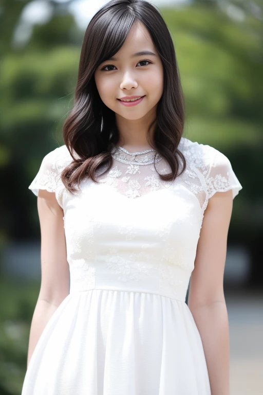 1girl,(RAW photo, best quality), (realistic, photo-realistic:1.4), masterpiece, an extremely delicate and beautiful, extremely detailed, 2k wallpaper, Amazing, finely detail, extremely detailed CG unity 8k wallpaper, ultra-detailed, highres, soft light, beautiful detailed girl, extremely detailed eyes and face, beautiful detailed nose, beautiful detailed eyes,cinematic lighting,perfect anatomy,slender body
wearing a white peplum dress,white skirt,(bokeh:1.2)
at a flower park,sakura flowers,flower garden,
<lora:morishitaranaV2_lora:0.8>,smile