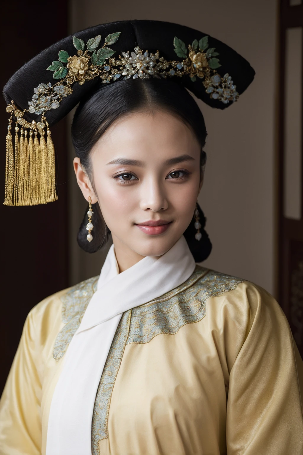 ((Masterpiece, best quality, edgQuality)),smile,
qingchao, a woman in a traditional chinese dress poses for a picture , woman wearing a qingchao_dress, qingchao_haircut, qingchao_scarf
<lora:edgQingChaoRediscovery:1>