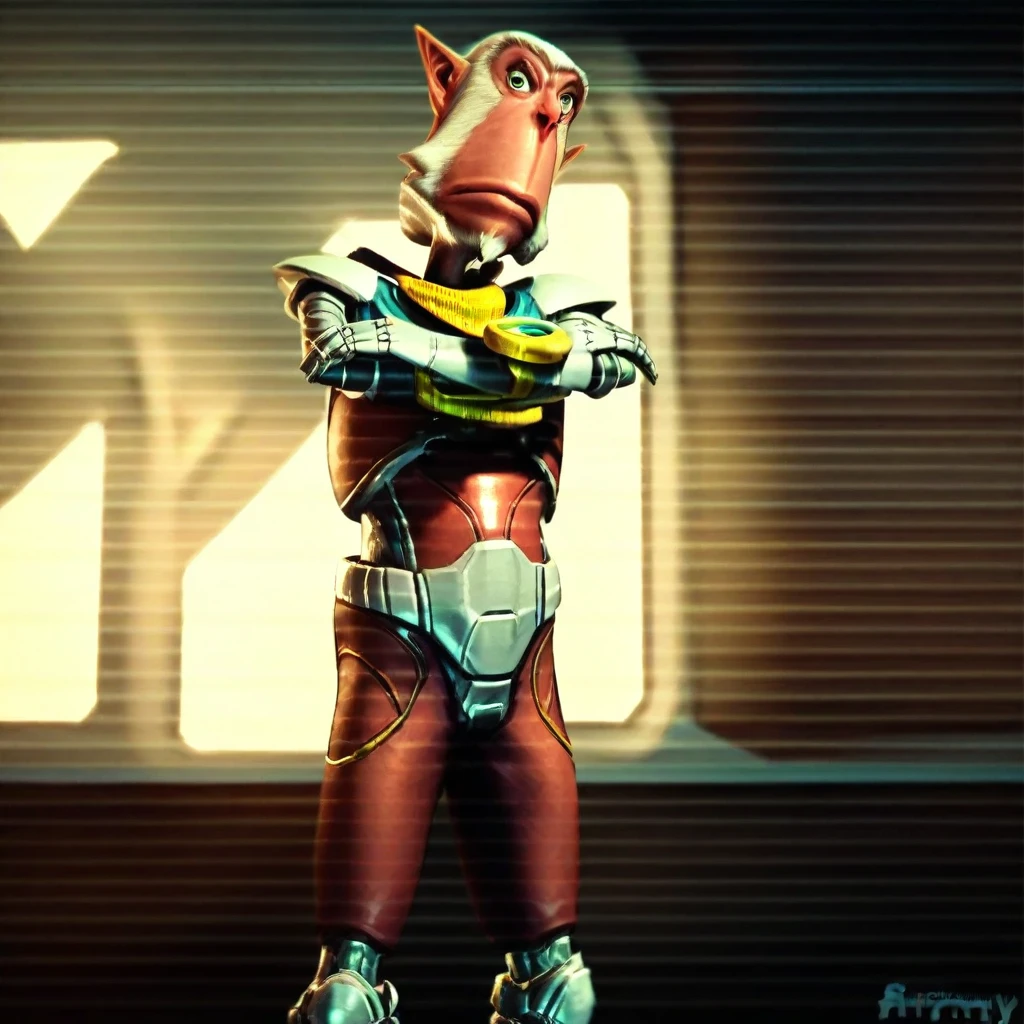 Score_9, score_8_up, score_7_up, Andrew oikonny, in spaceship, standing, crossed arms, windows, star \(sky\)