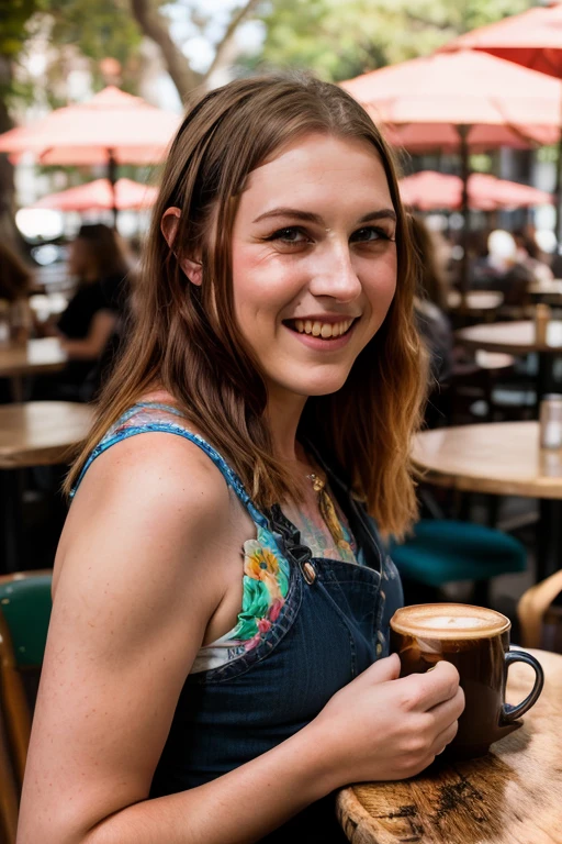 <lora:LucieBelle:0.8>, full color portrait of a young woman, having a coffee at a vintage cafe, natural light, smile, RAW photo, subject, 8k uhd, dslr, soft lighting, high quality, film grain, Fujifilm XT3