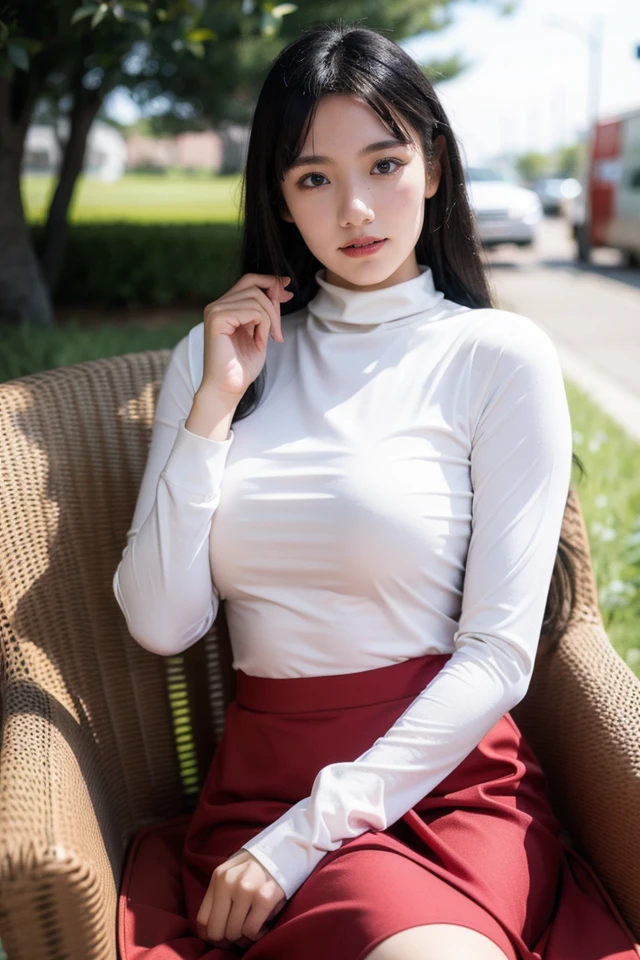 1girl,sexy pose,best quality,masterpiece,illustration,an extremely delicate and beautiful,CG,unity,8k wallpaper,Amazing,finely detail,masterpiece,official art,extremely detailed CG unity 8k wallpaper,incredibly absurdres,huge filesize,ultra-detailed,highres,extremely detailed,beautiful detailed girl,realistic,full frontal,outdoors,turtleneck shirt,skirt,light contrast,,<lora:Yoshii Shieru_20240507045218:0.8>