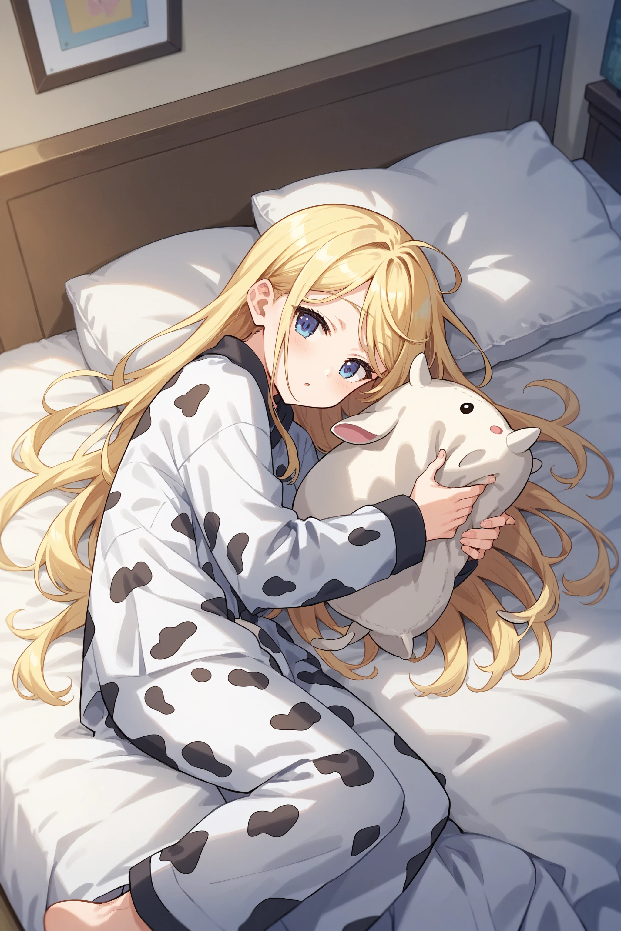 score_max, (score_9, score_8_up, score_7_up:1.2), score_6_up, official_art,
, masterpiece, absurdres, high detail, official art, 8k,
holding pillow, bedroom, on side,
solo, mafuyu, long hair, blonde hair, white pajamas, pajama pants, animal print, cow print, long sleeves, sleeves past wrists
<lora:XL_Pony_hentai-mafuyu-t2:0.9>