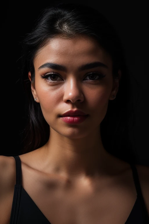 DEN_nyx_giftofshadows,
((headshot:1.2) portrait on a (plain black background:1.2), (headshot:1.2), (face focus:1.1), (facing the camera:1.2), Head in the centre, (eye contact:1.3), (intense stare:1.1), mouth open, (facing straightforward:1.2), (forward facing:1.1), Head, face, Head focus, Head tilted down, looking slightly up at the camera:1.2),
bokeh, f1.4, 40mm, photorealistic, raw, 8k, textured skin, skin pores, intricate details <lora:epi_noiseoffset2:1>, epiCRealism