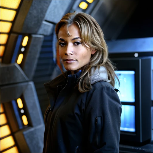 (masterpiece,4k),  ((((1girl:1.2)))),  a portrait of   <lora:rachelLu:0.9> ,  looking  behind camera,  perfect_hands,  background inpired from tv serie stargate atlantis