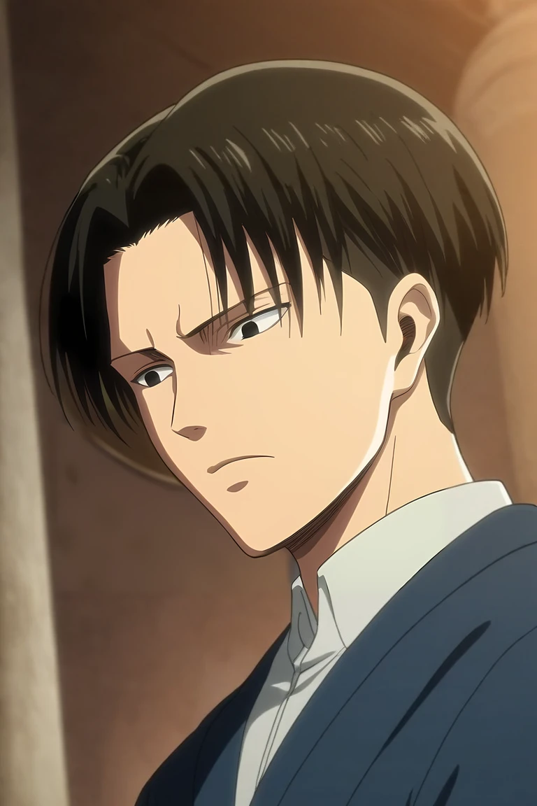 score_9, score_8_up, score_7_up, source_anime, rating_safe, intricate details, anime screencap, anime coloring, , , , 1boy, solo, male focus, <lora:levi_ackerman_pony:0.76>, levi_ackerman, black hair, black eyes, short hair, curtained hair, , wide angle, wide shot, full body, palace, indoors, light, leaning forward, wavy mouth, closed mouth, , <lora:sdxl_lightning_8step_lora:1>