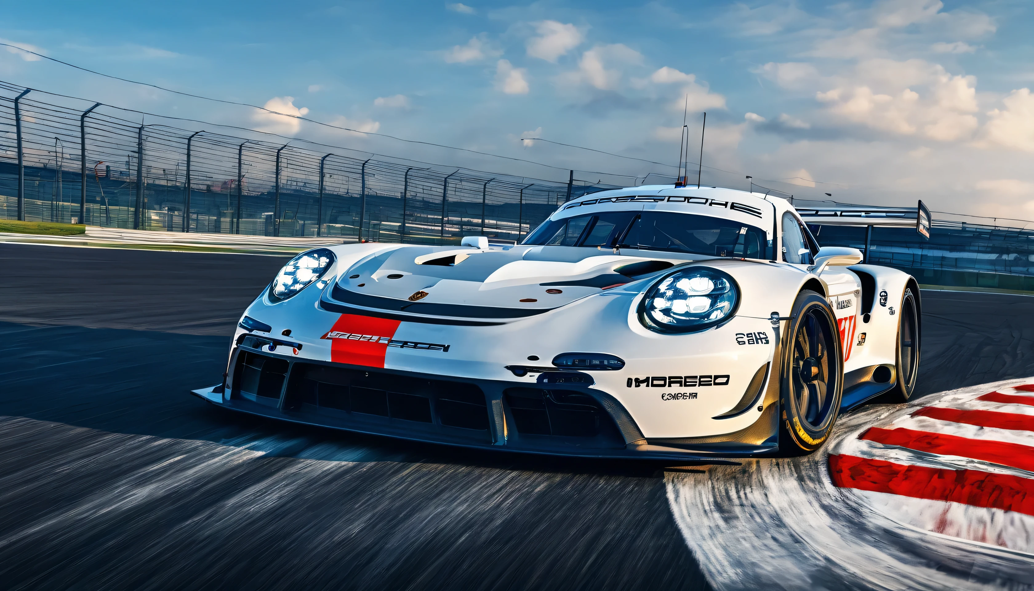 Upgrade your experience to the ultimate quality resolution with digital media, transforming it into an immersive desktop background. Envision the captivating scene of the Porsche 911 RSR-19 2019 rendered in unparalleled detail and clarity. Feel the power and excitement as the sleek Porsche tears through the track, its vibrant livery shining under the bright lights of the race. With the highest resolution available, every aspect of the scene is brought to life with breathtaking realism. From the aerodynamic curves of the Porsche to the dynamic atmosphere of the racetrack, immerse yourself in the heart-pounding thrill of motorsport. As your desktop background, this digital masterpiece will transport you to the forefront of racing excitement every time you turn on your computer, ensuring an unforgettable and immersive experience like no other, ccurate, motion blur, ray tracing, backlighting, depth of field, UHD, super detail, award winning, 16k, photorealism, photorealistic