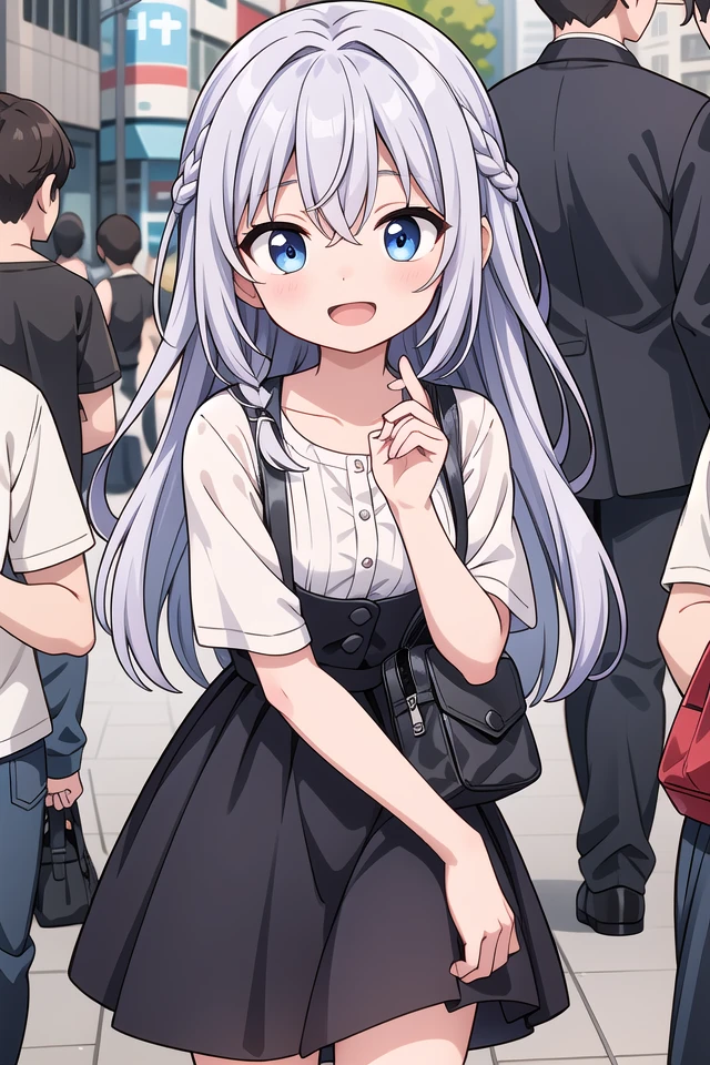 insanely detailed, absurdres, ultra-highres, ultra-detailed, best quality,
1girl, solo, nice hands, perfect hands
BREAK
(grab shoppinng bag, wearing plain clothes)
BREAK
(nsfw:-1.5)
BREAK
happy smile, laugh, open mouth
BREAK
45 angle,
standing, cowboy shot, looking at viewer
BREAK
slender, kawaii, perfect symmetrical face, ultra cute girl, ultra cute face, ultra detailed eyes, ultra detailed hair, ultra cute, ultra beautiful
BREAK
shibuya, akihabara, tokyo, street, crowd, cityscape, depth of field, ultra detailed background
BREAK
medium breasts
BREAK
purple hair, blue eyes, dutch braids, hair between eyes