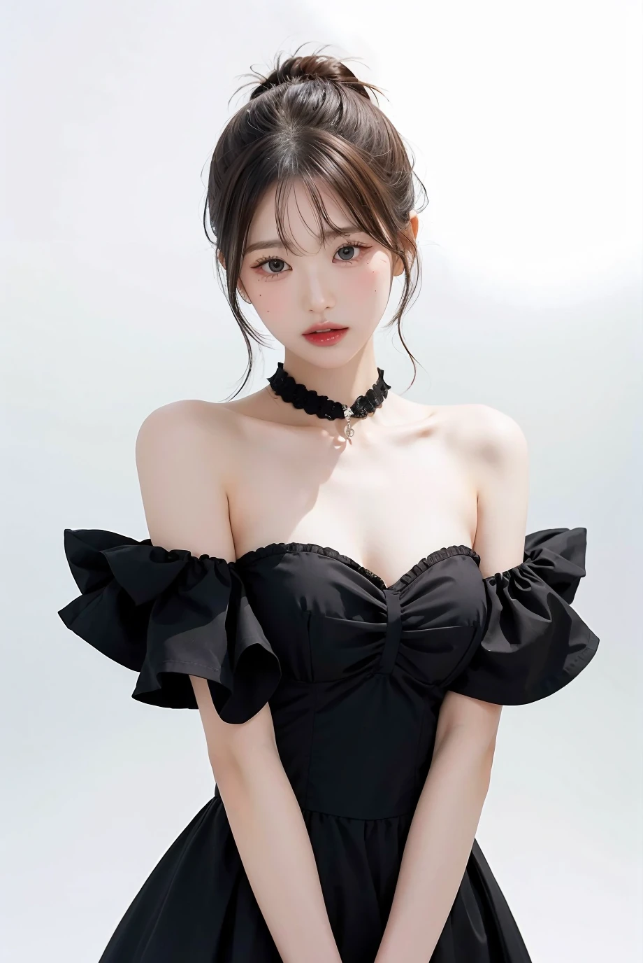 1girl, black  dress, white background,     <lora:for_everyoung10-02:1>