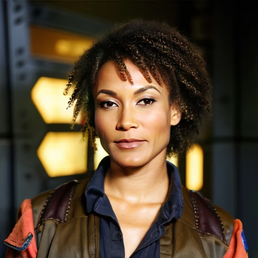 (masterpiece,4k), ((((1girl:1.2)))), a portrait of <lora:rachelLu:0.9> , looking behind camera, perfect_hands, background inpired from tv serie stargate atlantis