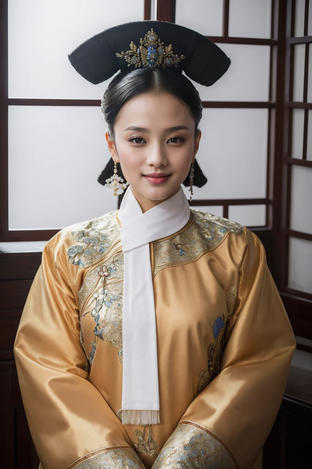 ((Masterpiece, best quality, edgQuality)),smile,
qingchao, a woman in a traditional chinese dress poses for a picture , woman wearing a qingchao_dress, qingchao_haircut, qingchao_scarf
<lora:edgQingChao-Rediscovery:1>