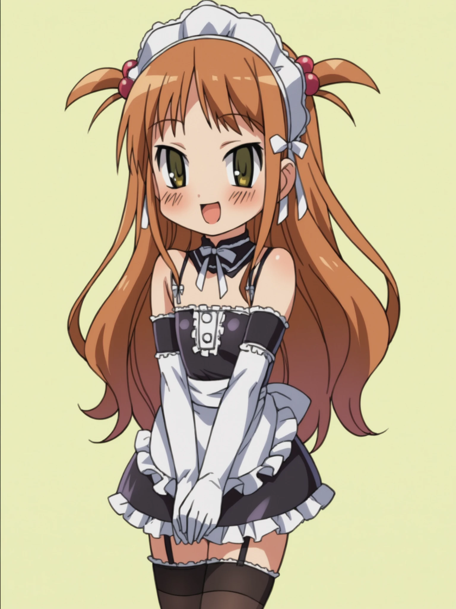 score_9, score_8_up, score_7_up, score_6_up, source_anime, zPDXL, <lora:ALTXL_pony_0061_8:2>, BREAK
4k resolution, 1girl, solo, <lora:KoWaGo-20:0.8> koremaid, bare shoulders, elbow gloves, white gloves, detached collar, arm garter, garter straps, black thighhighs, frilled thighhighs, maid headdress, blush, contrapposto, karin, little girl, child, long hair, auburn hair, yellow eyes, hair ornament, hair bobbles, two side up, happy, smile, open smile, :D