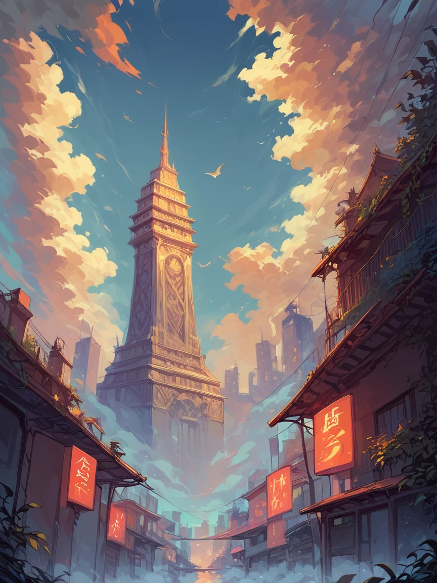 score_9, score_8_up, score_7_up, score_6_up, <lora:D4rC0mXLP:1> D4rC0m, 1girl, city, clouds, vibrant, pink, orange, blue