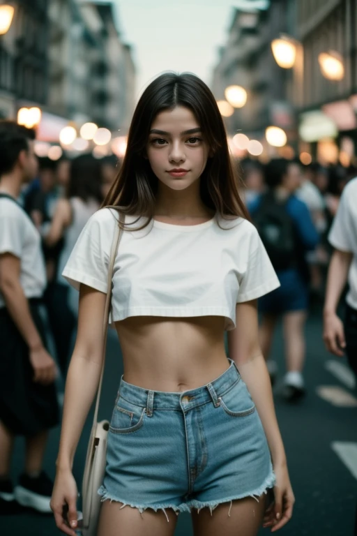 panorama,upper_body,night,1girl,crop_top,white_shirt,crowd,<lora:Xg f_01:0.7>,<lora:LCM_LoRA_Weights_SD15:0.5>,, highres,ultra high res,best quality,raw photo,35mm f/1.4,film grainngk,