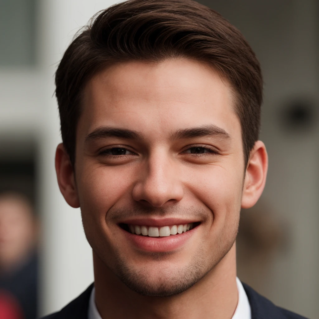 a close up of a man smiling, extreme detail, hyper realistic,