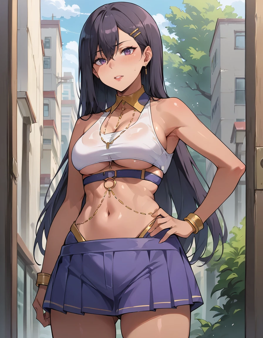 score_9, score_8_up, score_7_up, score_6_up, score_5_up, score_4_up, BREAK source_anime,  <lora:AishaBelka:0.7>, ABelka, fully body, (school girl, miniskirt, crop top)