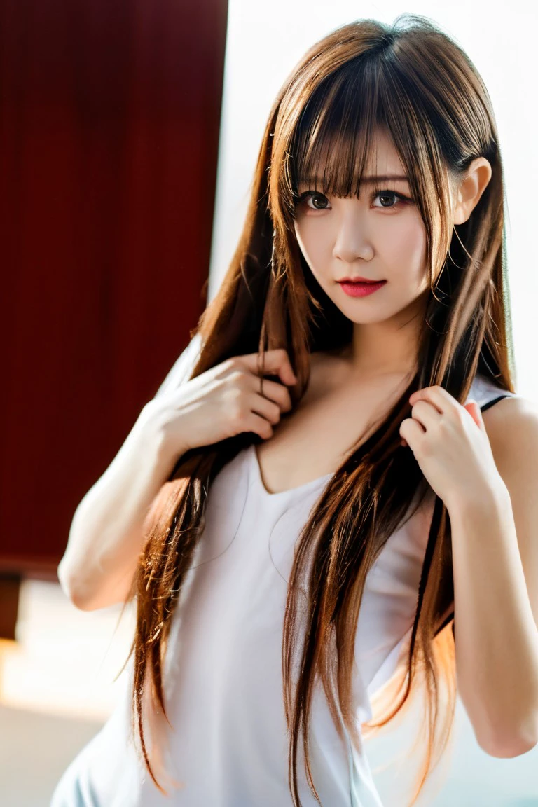 1girl, small breasts, looking at viewer, realistic, photorealistic, long hair, brown hair, bangs, brown eyes, jewelry,
hyper detailed, super sharp, crisp, smooth, smooth gradients, depth of field,
(in studio, white background), 
 <lora:linyiyi:1>, <lora:breastsizeslideroffset:-0.3>, <lora:skin_slider_v2_1_FACE:0.5>, <lora:add_detail_v5:1>,