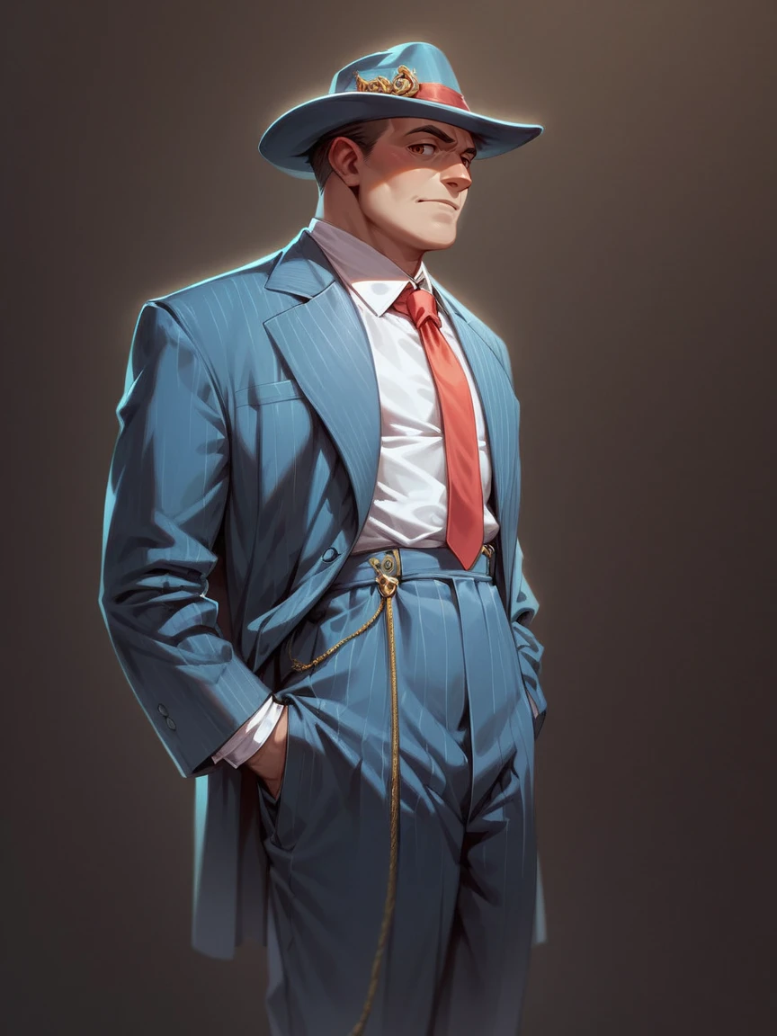 score_9, score_8_up, score_7_up, score_6_up, <lora:z00tXLP:0.7> 1boy, hat, necktie, z00t, red zoot suit