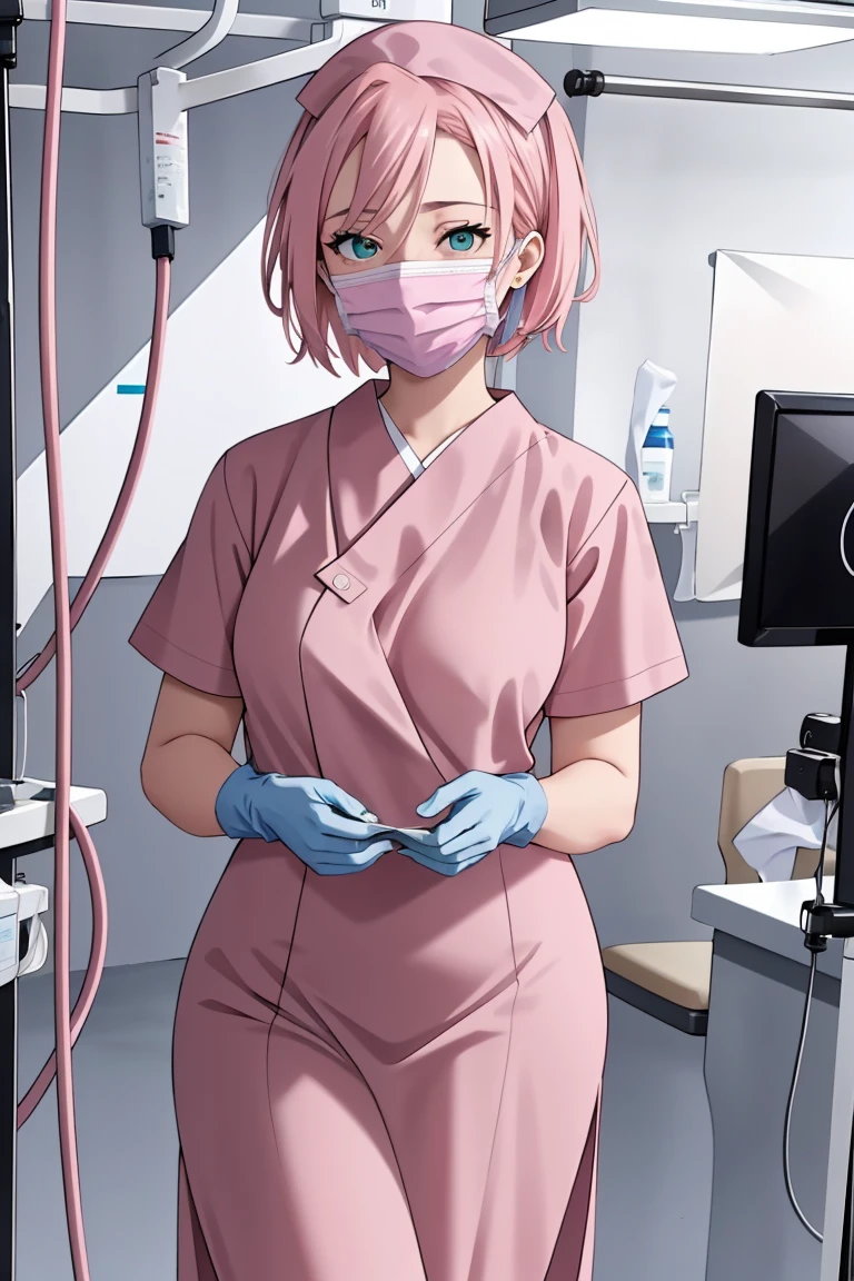 (RAW photo, best quality), operating room, overhead surgical light,blurred background, focused, dithering,backlighting,
<lora:surgical_nurse_PPT_V1.0-000006:0.8> surgical_nurse_ppt, 1girl, surgical mask, gloves,long dress, nurse,
<lora:Sakura:0.5> 1girl, pink_hair, green_eyes, short hair, blush, haruno sakura,