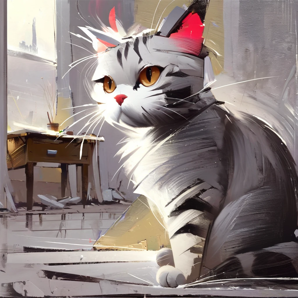 drawix13 expressive acrylic painting, cat in room, sharpen <lora:drawix13:1>