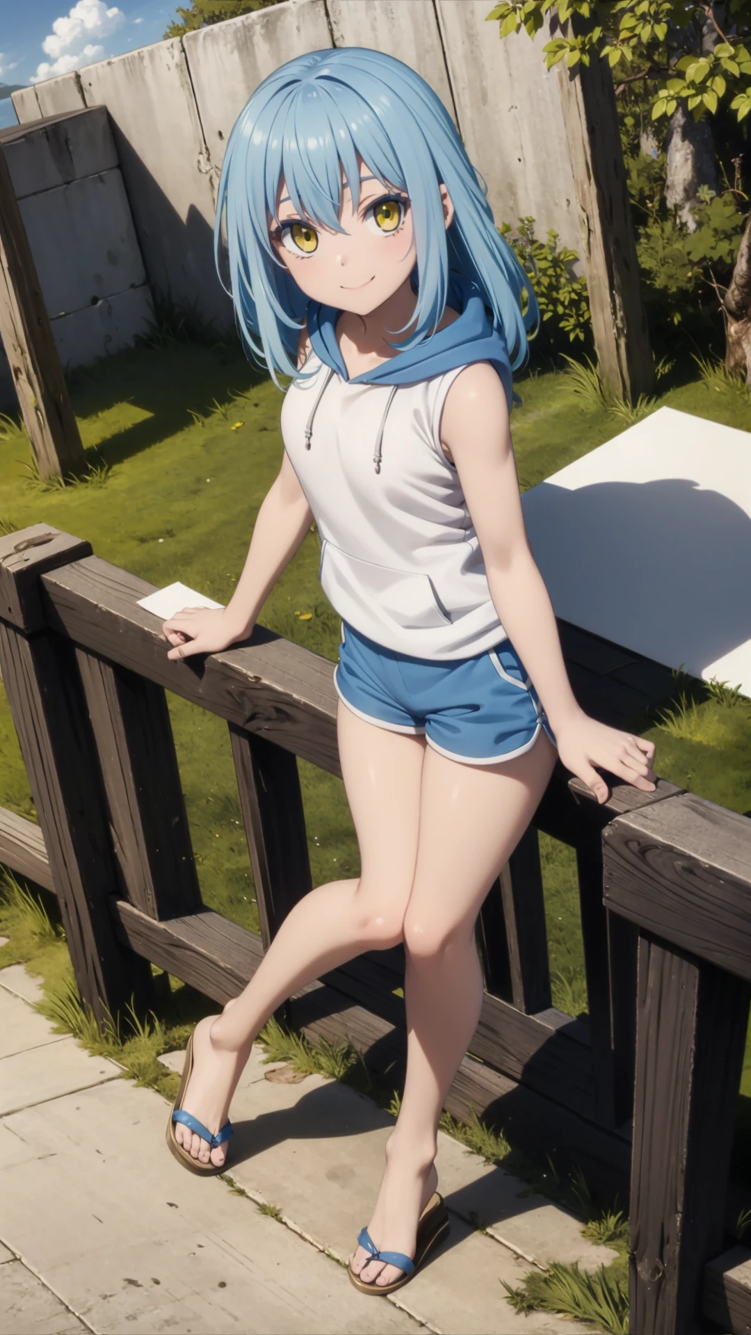 seaside city, overlooking the sea, one girl closeup, swimsuit, bikini, hoodie, elf, silver hair, red eyes, braid, concept art, official art, beautiful anime scene, beautiful anime landscape, anime landscape