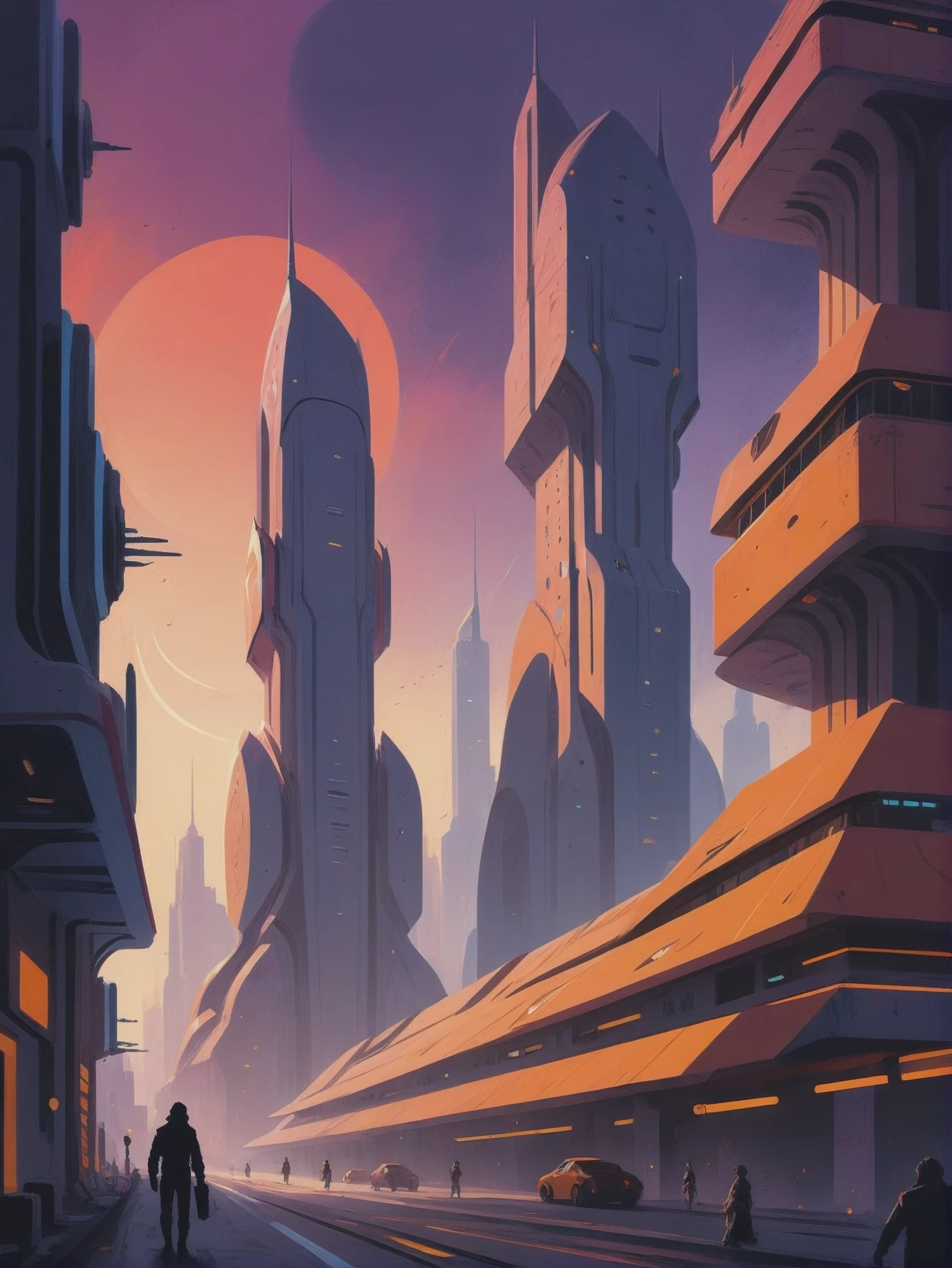 stylized digital painting, cheerful,forgotten scifi megacity at the beginning of reality<lora:EnvyStarlightStylized01:1>
