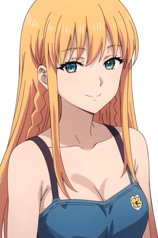 Simple White Background,
Blue crop top overhang,collarbone, cleavage, bare shoulders,
<lora:landred_HxH-KK77-V1:0.7>,
Yellow eyes, blonde hair,bangs,Long_hair,
<lora:Oda_Non_Style-KK77-V2:0.3>,<lora:more_details:0.1>,
1 girl, 20yo,Young female,Beautiful Finger,Beautiful long legs,Beautiful body,
Beautiful Nose,Beautiful character design, perfect eyes, perfect face,expressive eyes,perfect balance,
looking at viewer,(Focus on her face),closed mouth, (innocent_big_eyes:1.0),(Light_Smile:0.3),
official art,extremely detailed CG unity 8k wallpaper, perfect lighting,Colorful, Bright_Front_face_Lighting,White skin,
(masterpiece:1.0),(best_quality:1.0), ultra high res,4K,ultra-detailed,
photography, 8K, HDR, highres, absurdres:1.2, Kodak portra 400, film grain, blurry background, bokeh:1.2, lens flare, (vibrant_color:1.2),professional photograph,
(Beautiful,large_Breasts:1.4), (beautiful_face:1.5),(narrow_waist),